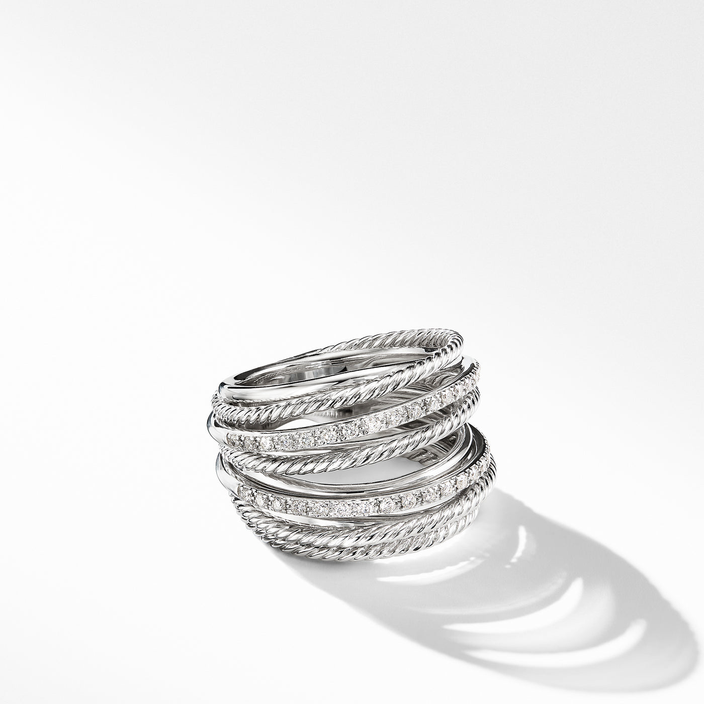 Crossover Ring in Sterling Silver with Diamonds\, 17.8mm