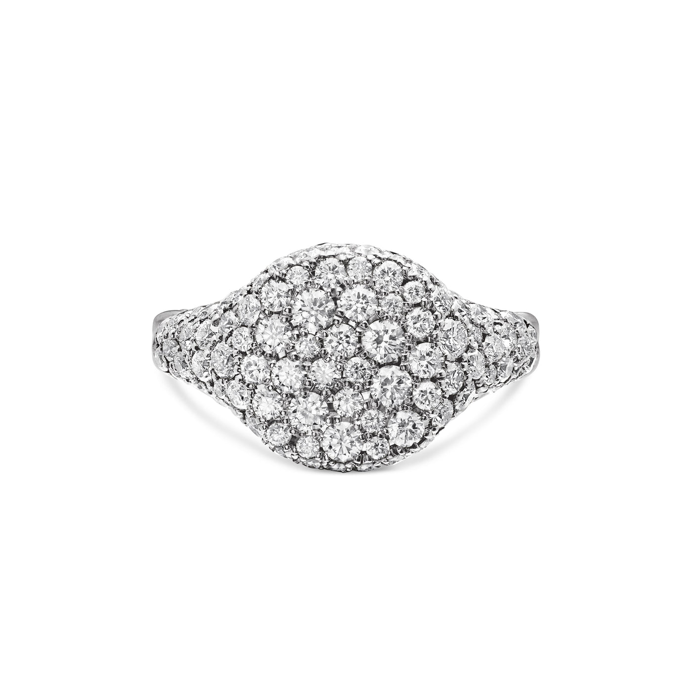 Chevron Pinky Ring in 18K White Gold with Diamonds, 10mm