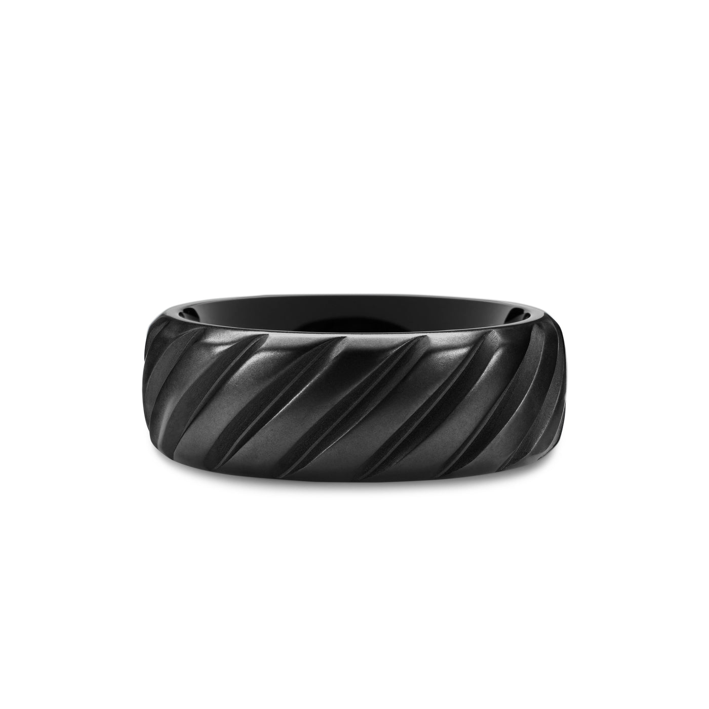 Modern Cable Band Ring in Black Titanium\, 9mm