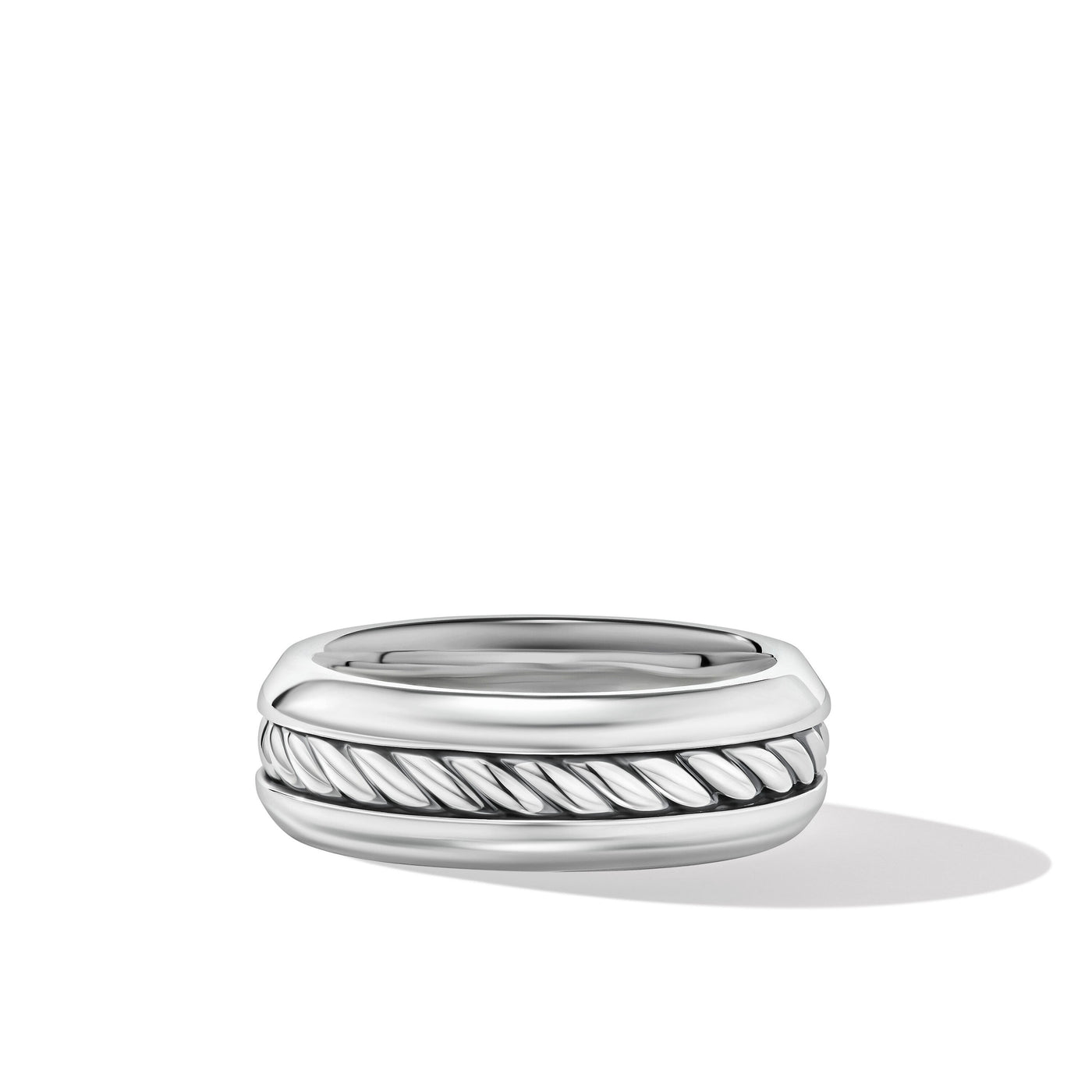 Cable Inset Band Ring in Sterling Silver\, 8mm