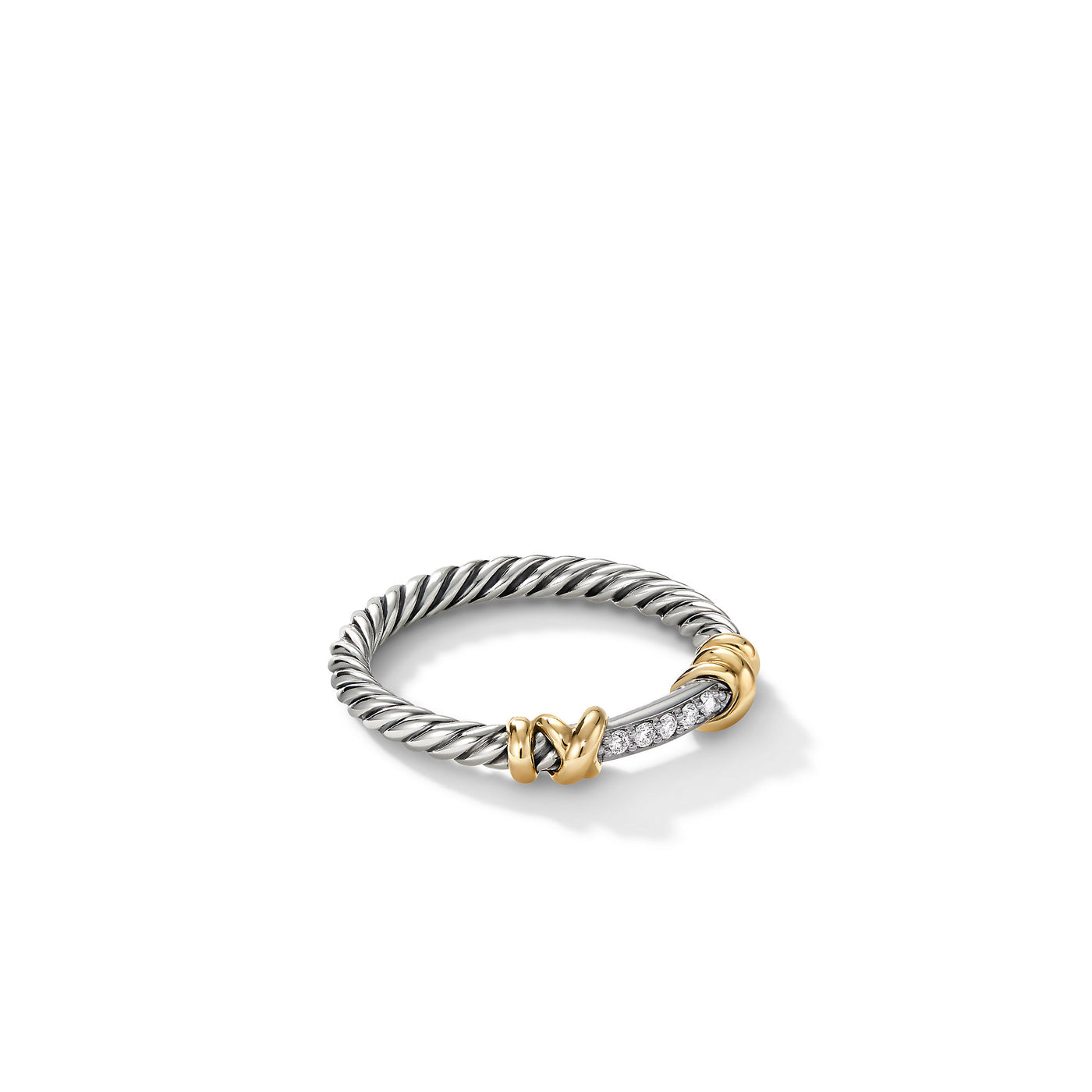 Petite Helena Wrap Band Ring in Sterling Silver with 18K Yellow Gold and Diamonds\, 4mm