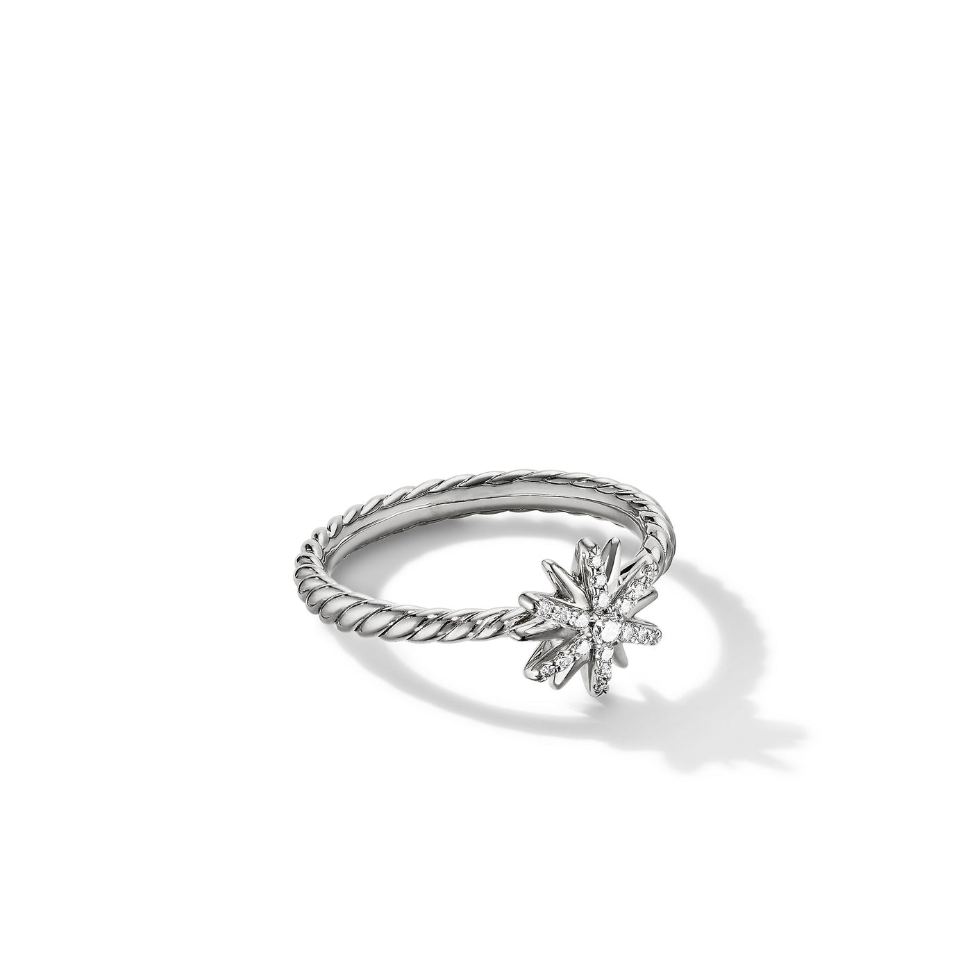 Petite Starburst Ring in Sterling Silver with Diamonds\, 10mm