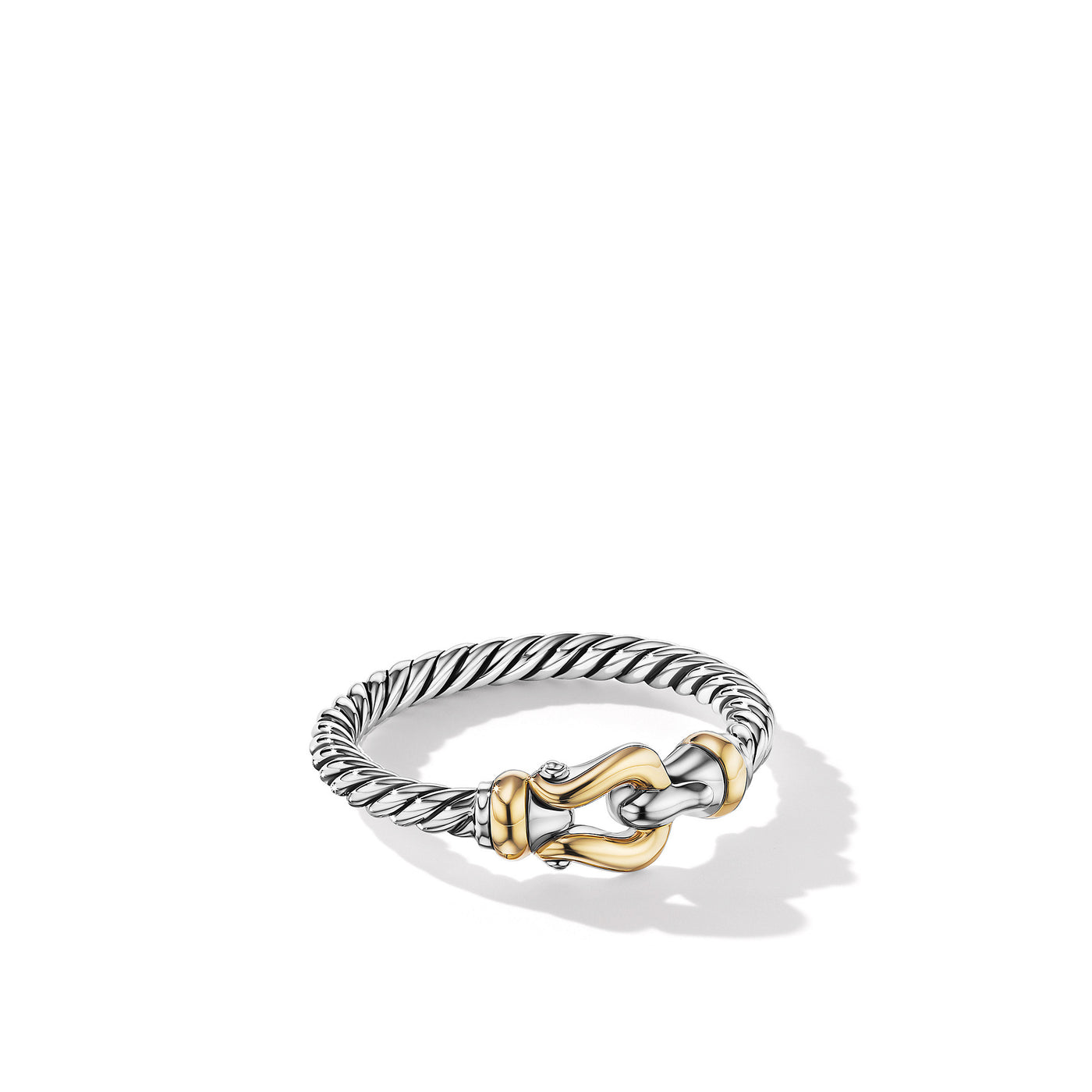 Petite Buckle Ring in Sterling Silver with 18K Yellow Gold\, 2mm