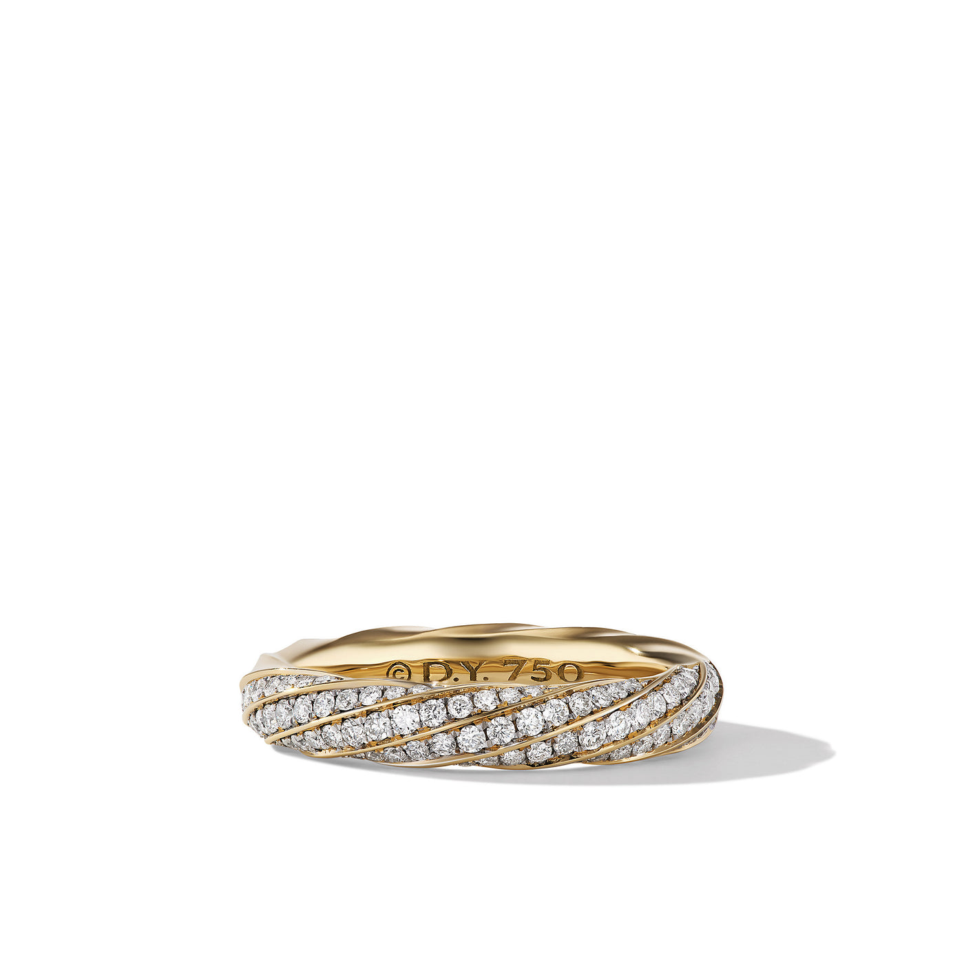 Cable Edge® Band Ring in 18K Yellow Gold with Diamonds\, 4mm