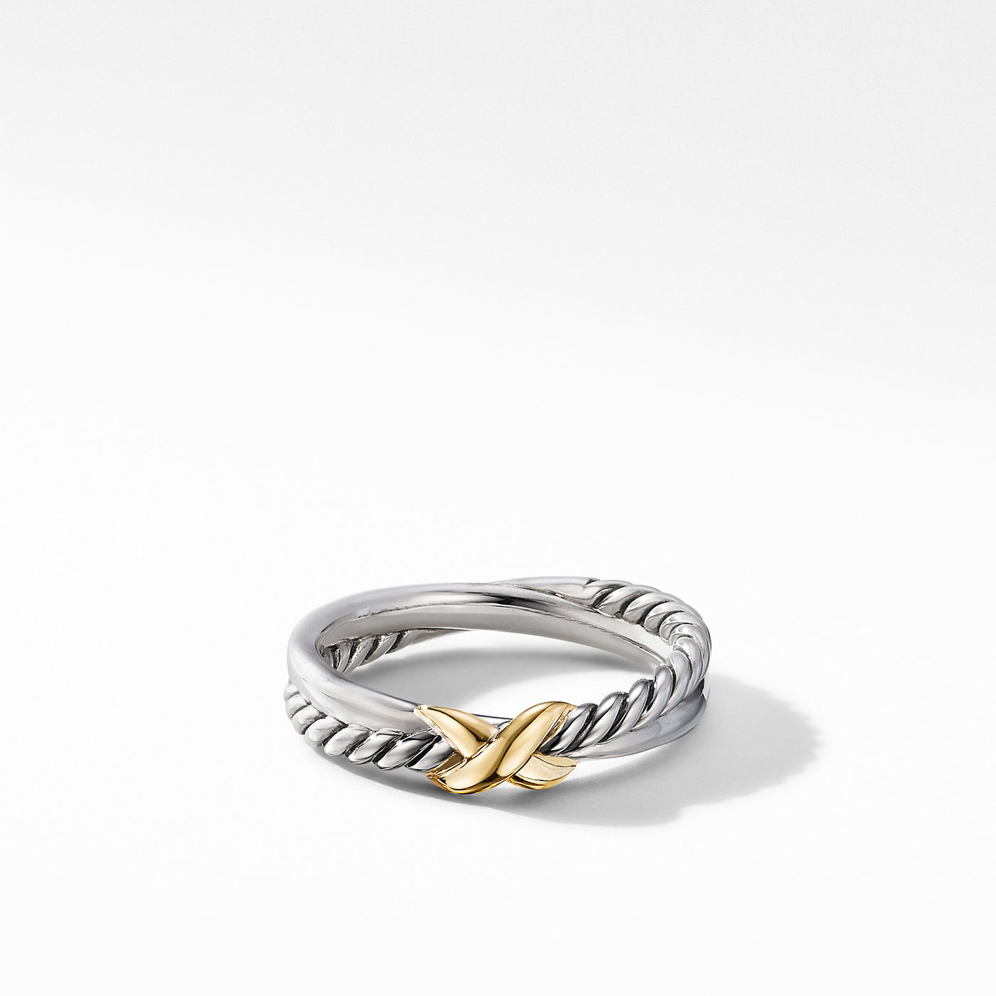Petite X Ring in Sterling Silver with 18K Yellow Gold\, 4mm