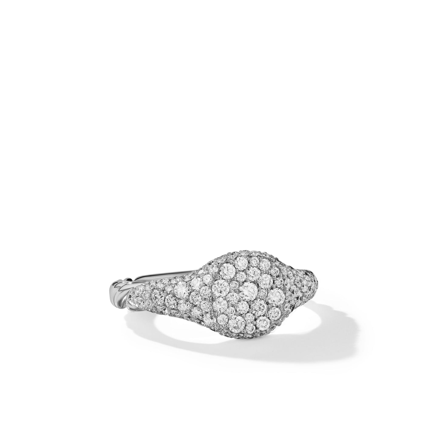 Petite Pavé Pinky Ring in 18K White Gold with Diamonds\, 7mm