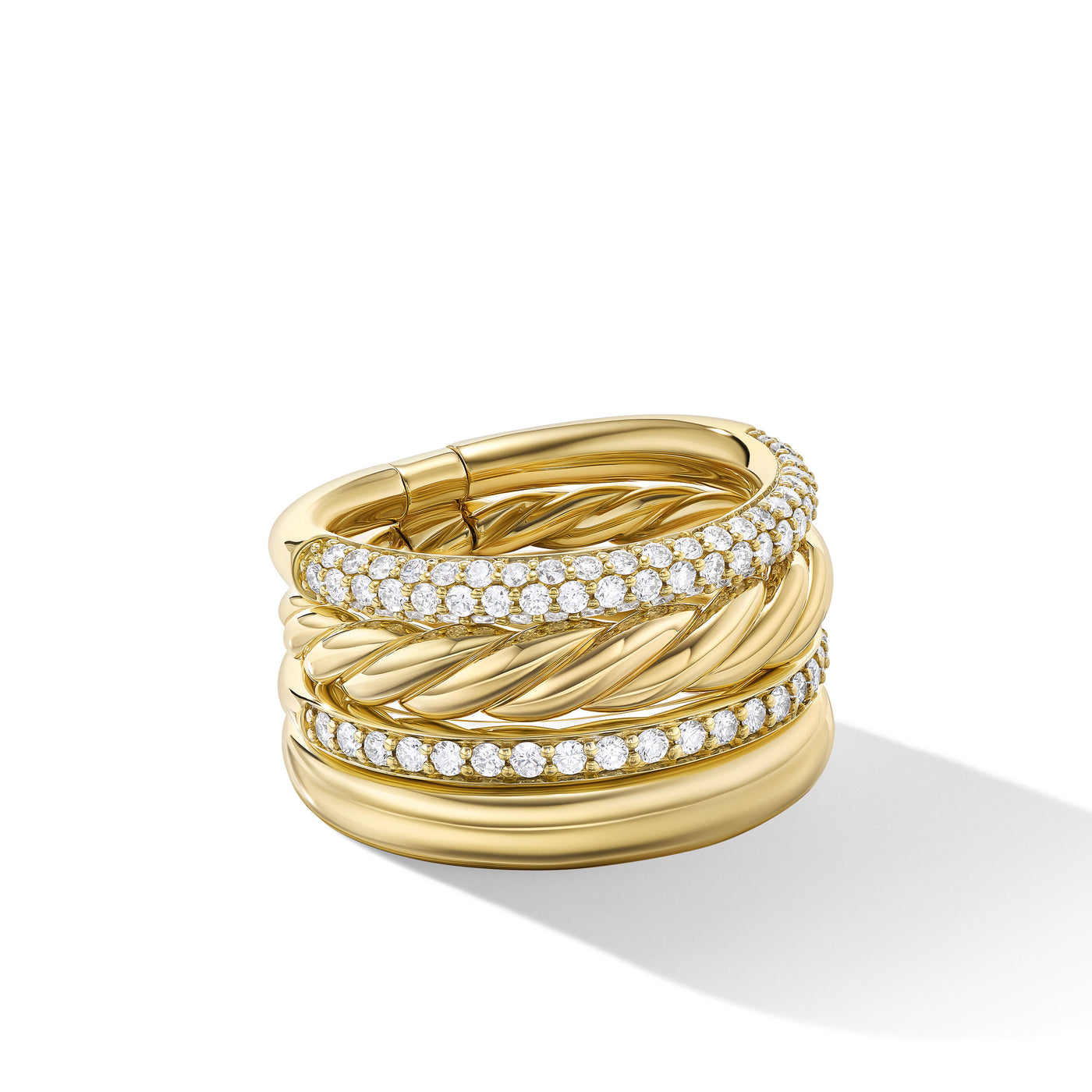 DY Mercer™ Multi Row Ring in 18K Yellow Gold with Diamonds\, 14mm