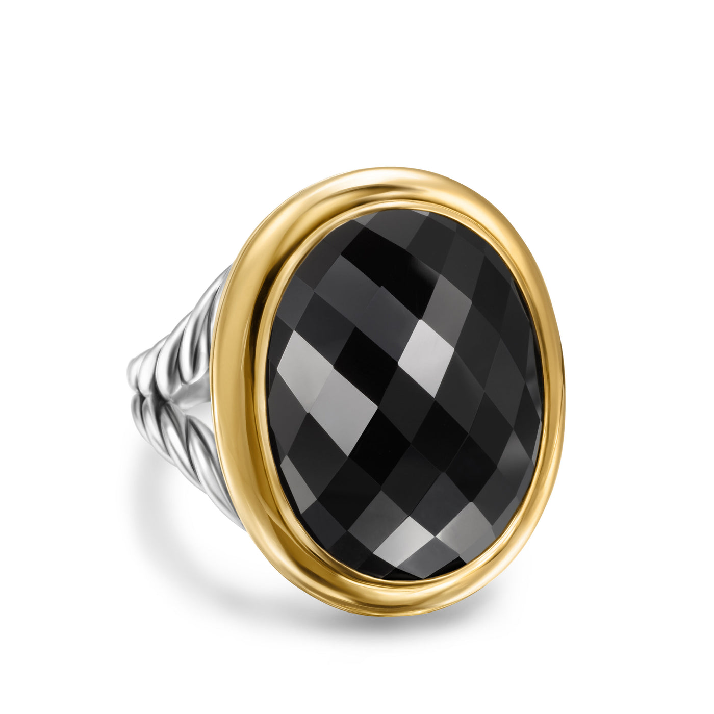 Albion® Oval Ring in Sterling Silver with 18K Yellow Gold and Black Onyx\, 21mm