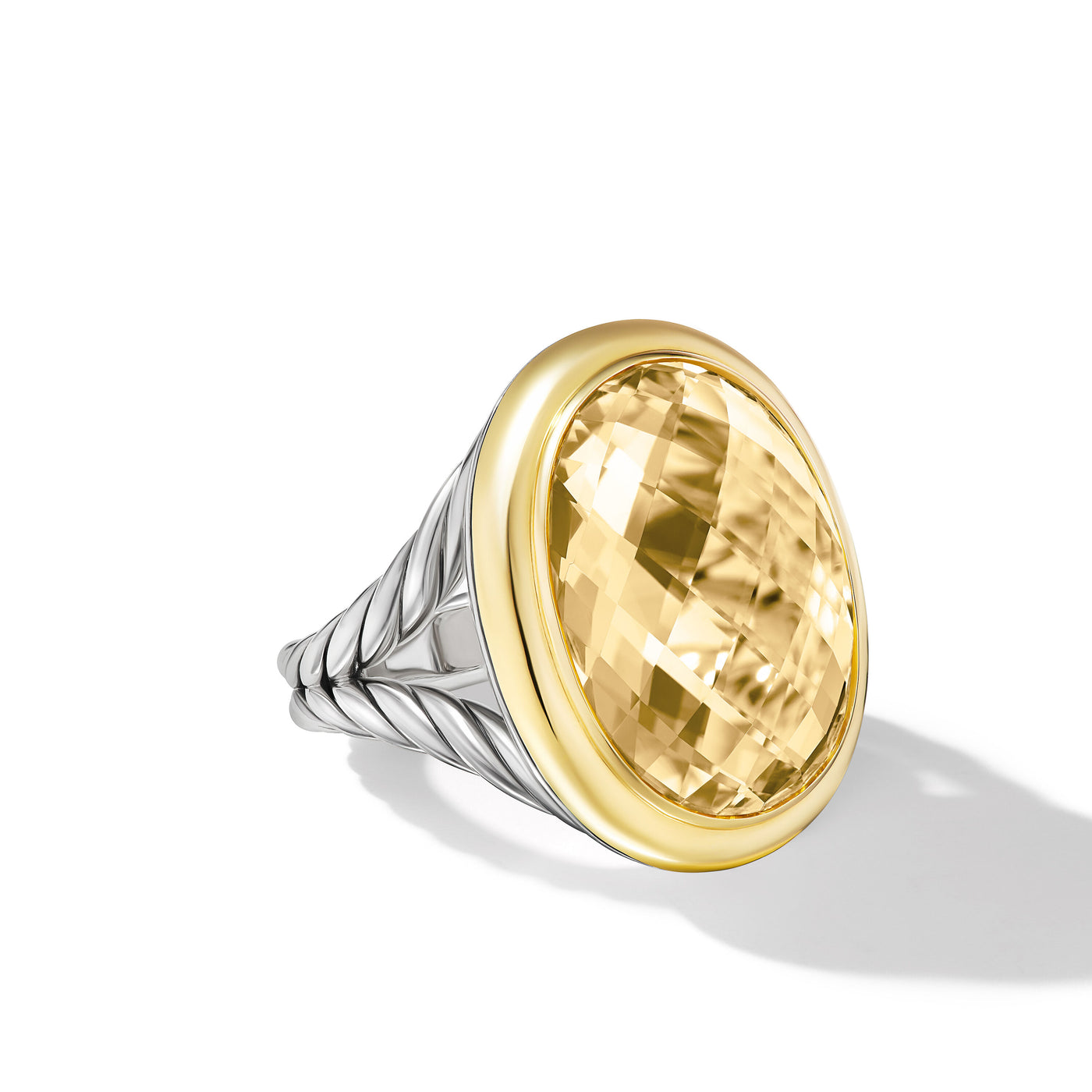 Albion® Oval Ring in Sterling Silver with 18K Yellow Gold and Champagne Citrine\, 21mm