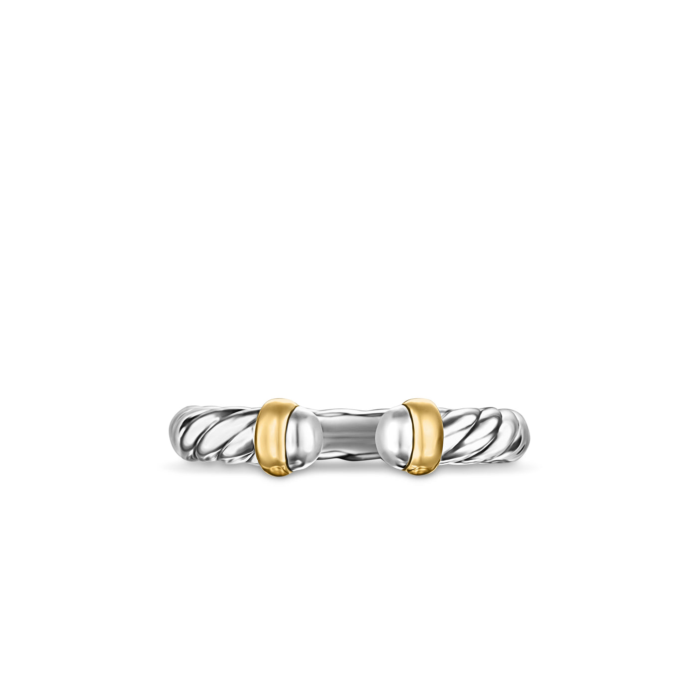 Petite Cable Ring in Sterling Silver with 14K Yellow Gold, 3.4mm
