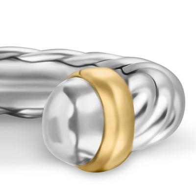 Petite Cable Ring in Sterling Silver with 14K Yellow Gold, 3.4mm