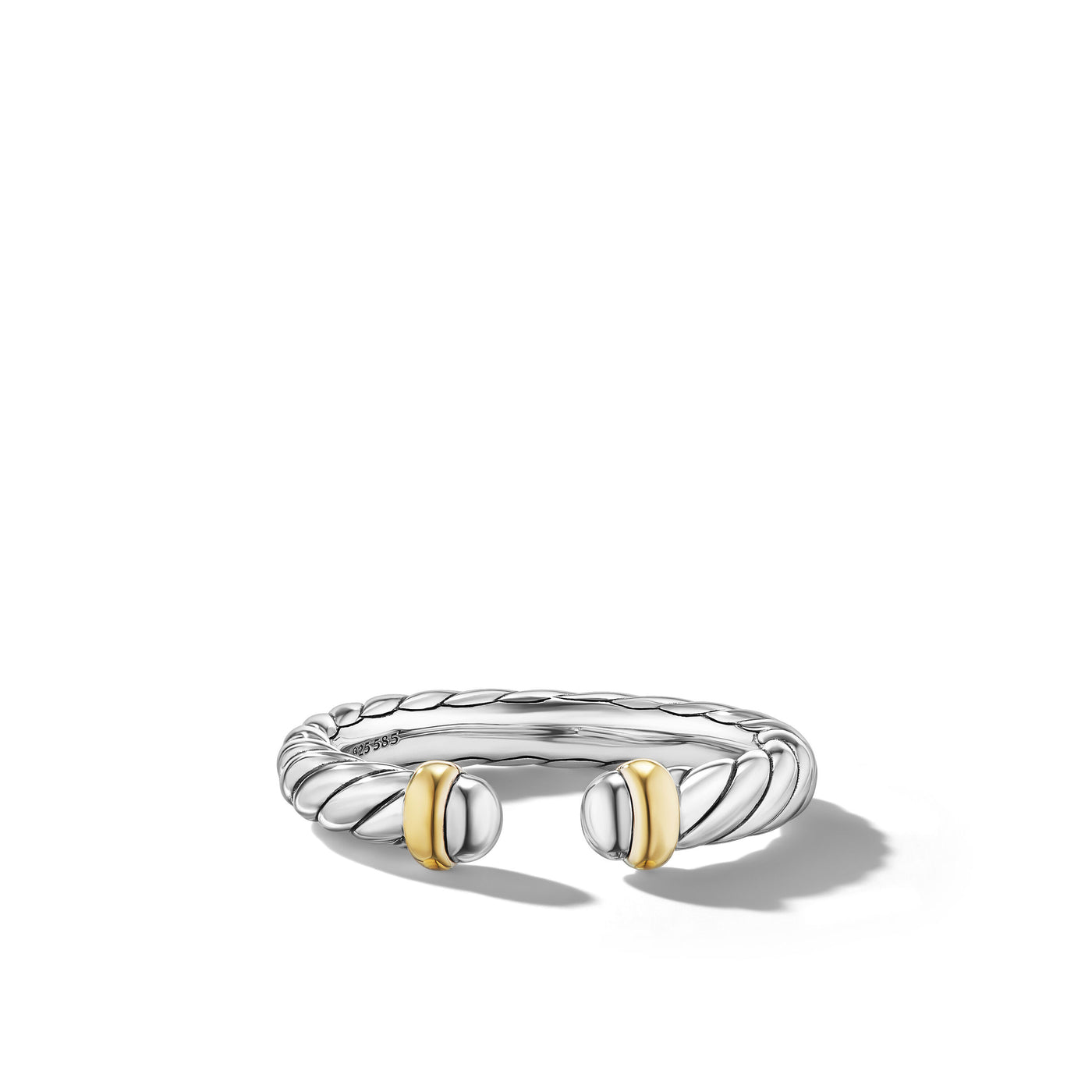 Petite Modern Cable Ring in Sterling Silver with 14K Yellow Gold\, 3.4mm