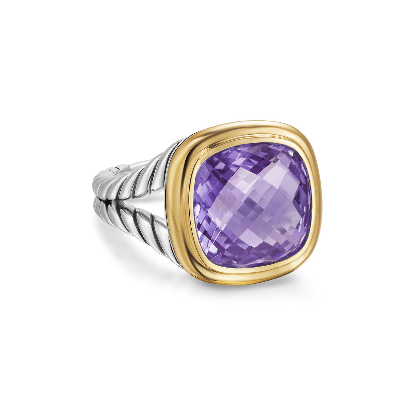 Albion® Ring in Sterling Silver with 18K Yellow Gold and Amethyst\, 11mm