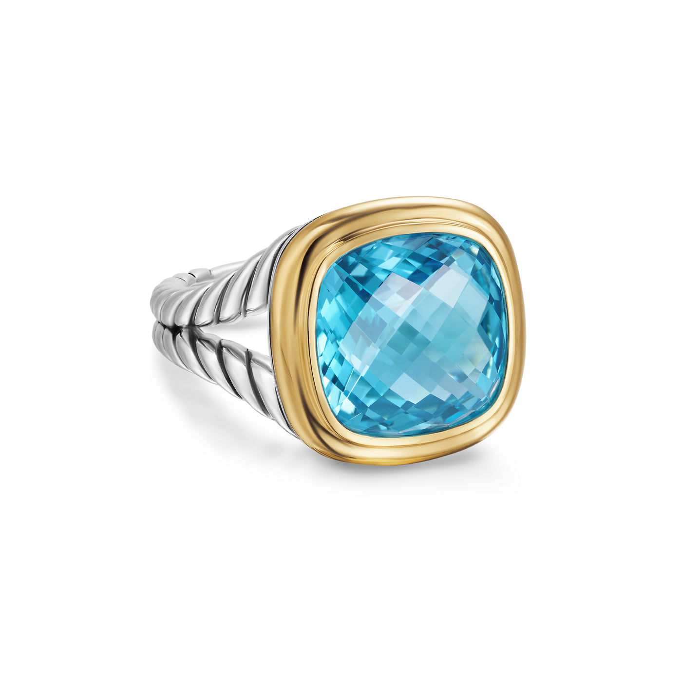 Albion® Ring in Sterling Silver with 18K Yellow Gold and Blue Topaz\, 11mm