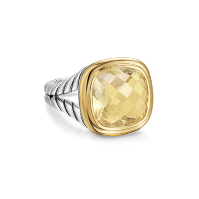 Albion® Ring in Sterling Silver with 18K Yellow Gold and Champagne Citrine, 11mm