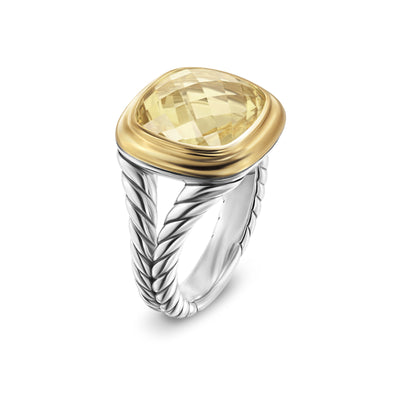 Albion® Ring in Sterling Silver with 18K Yellow Gold and Champagne Citrine, 11mm