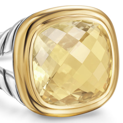 Albion® Ring in Sterling Silver with 18K Yellow Gold and Champagne Citrine, 11mm