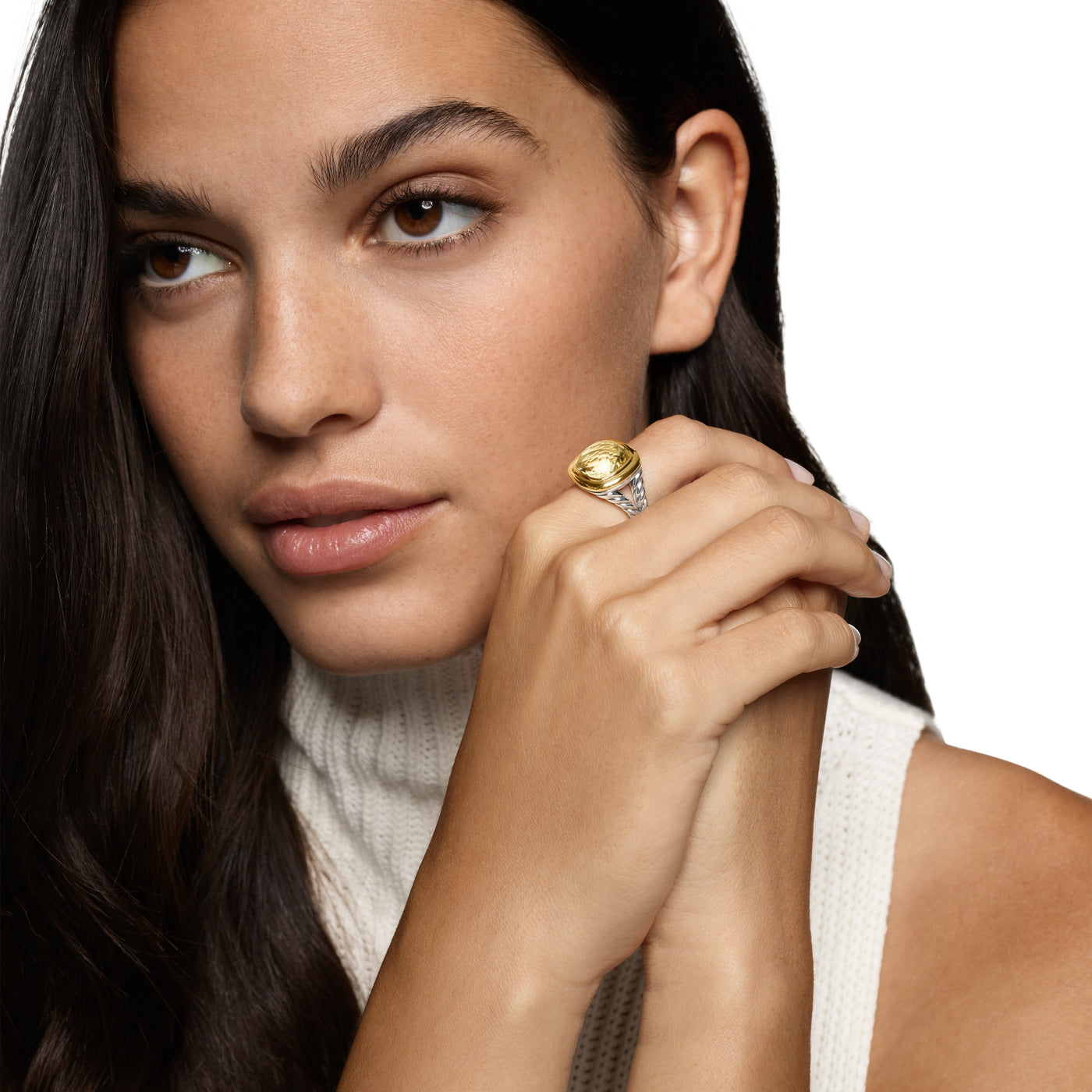 Albion® Ring in Sterling Silver with 18K Yellow Gold and Champagne Citrine, 11mm