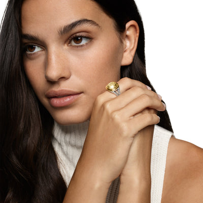 Albion® Ring in Sterling Silver with 18K Yellow Gold and Champagne Citrine, 11mm