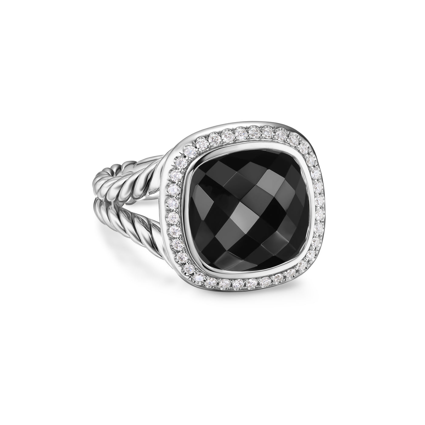 Albion® Ring in Sterling Silver with Black Onyx and Diamonds\, 11mm