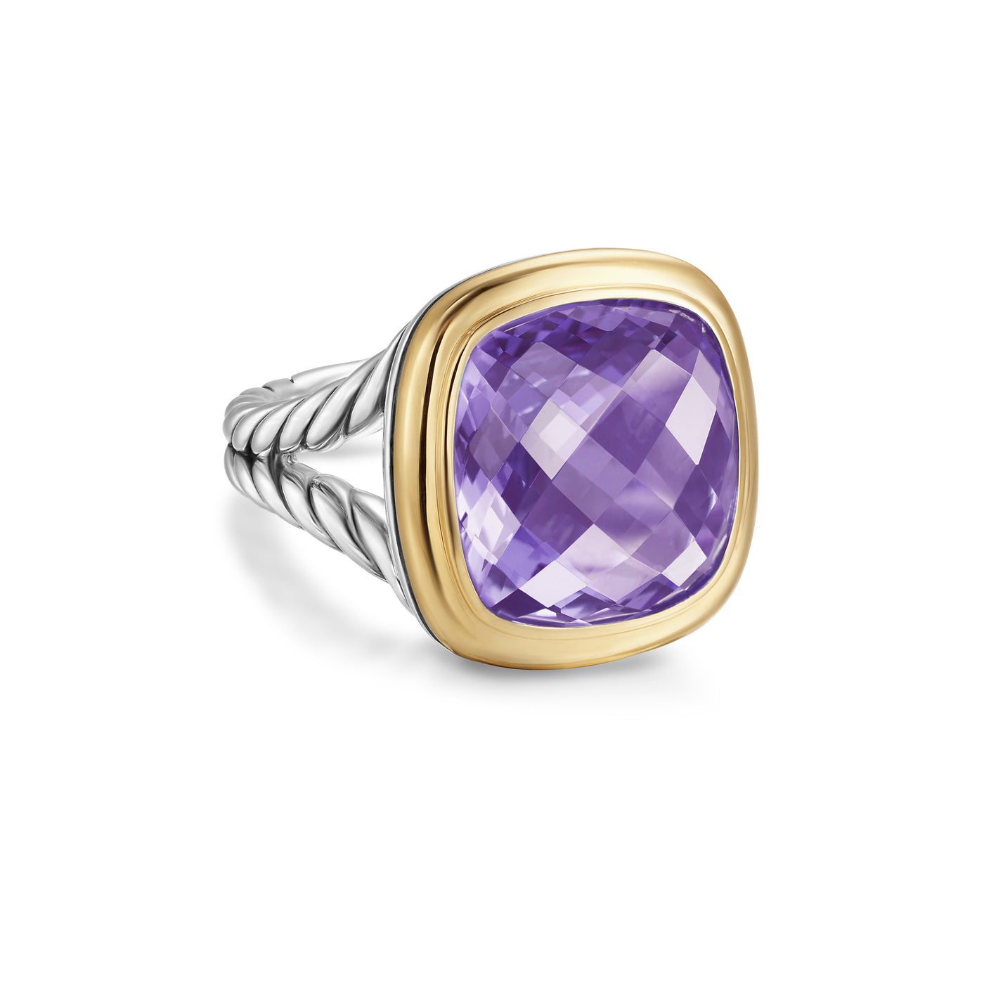 Albion® Ring in Sterling Silver with 18K Yellow Gold and Amethyst\, 15mm