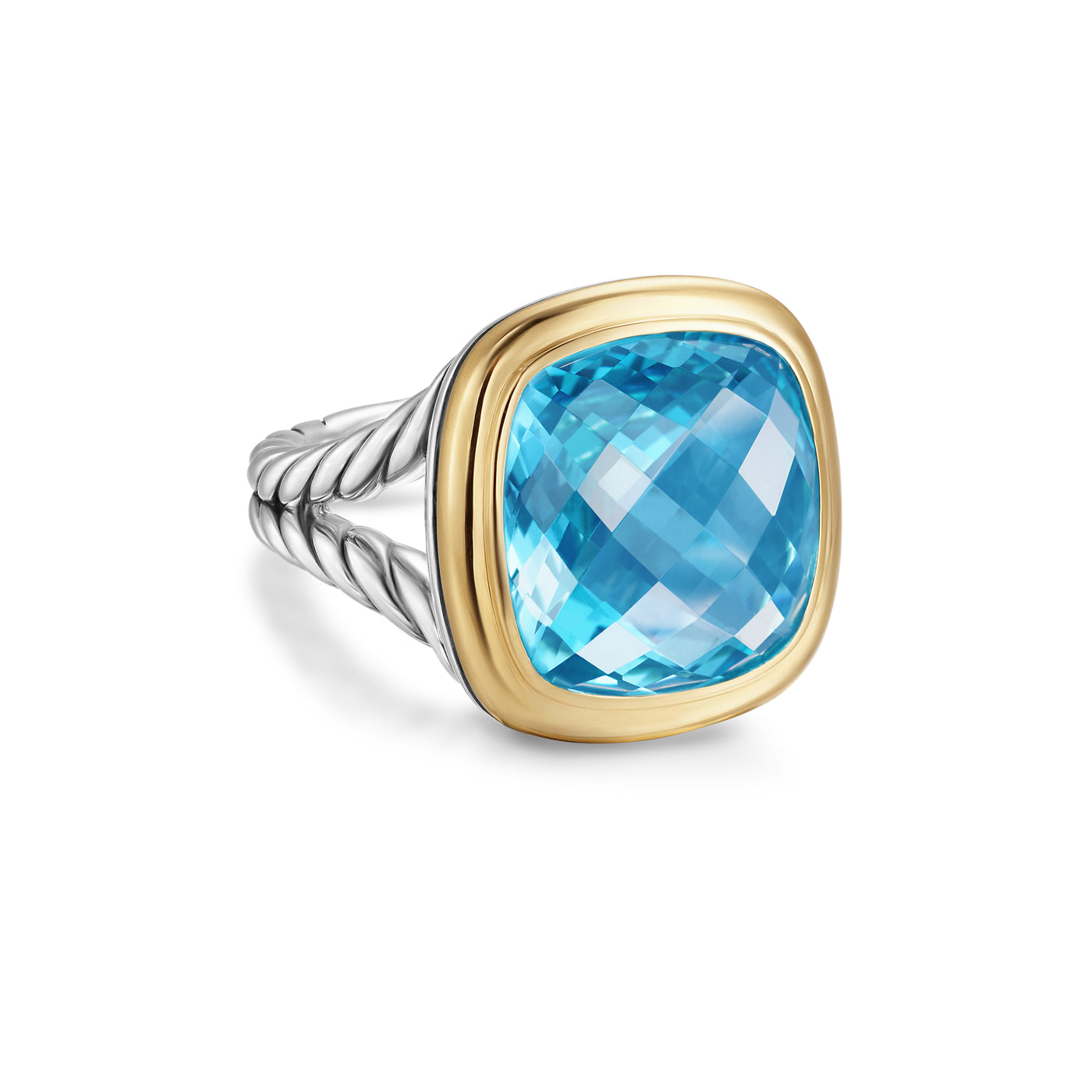 Albion® Ring in Sterling Silver with 18K Yellow Gold and Blue Topaz\, 15mm