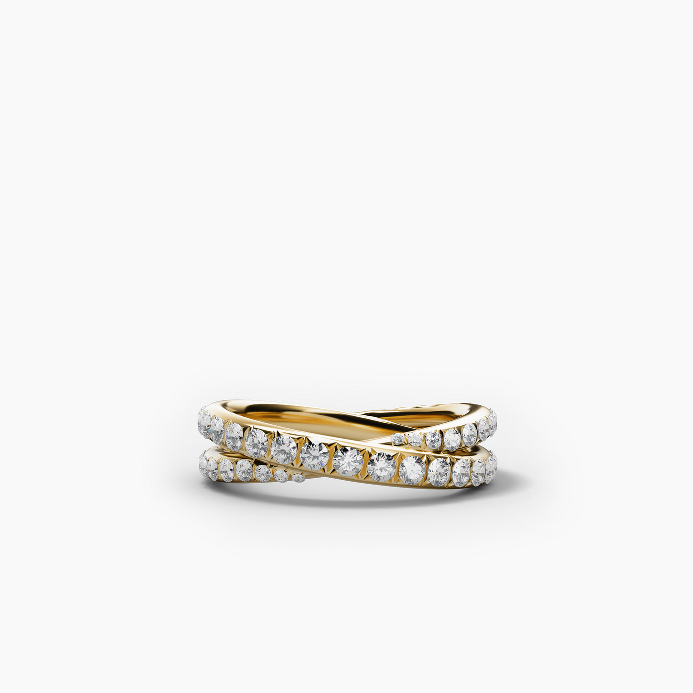 6MM CROSSOVER FULL PAVE RING DI 18K