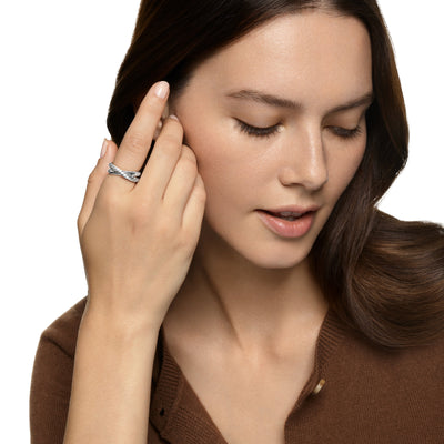 Crossover Two Row Ring in Sterling Silver, 7.4mm