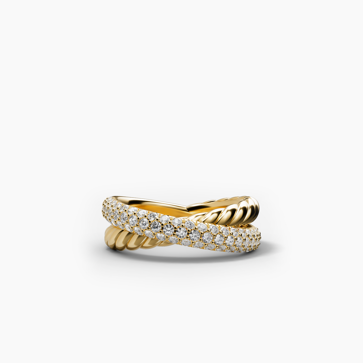 7.5MM BOLD CROSSOVER 2-ROW RING DI 18K