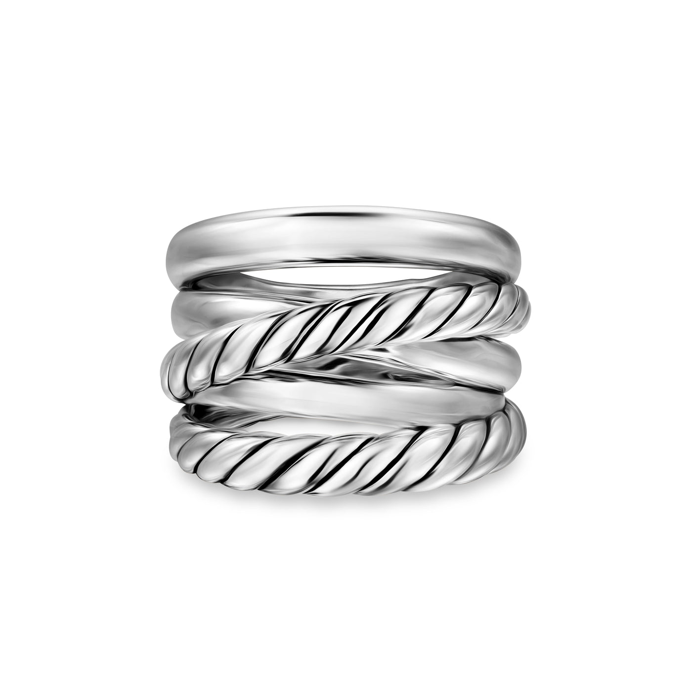 Crossover Five Row Ring in Sterling Silver, 17.5mm