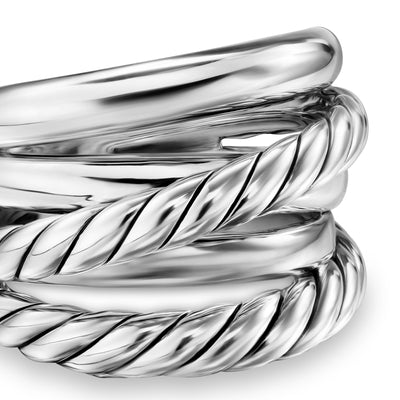 Crossover Five Row Ring in Sterling Silver, 17.5mm
