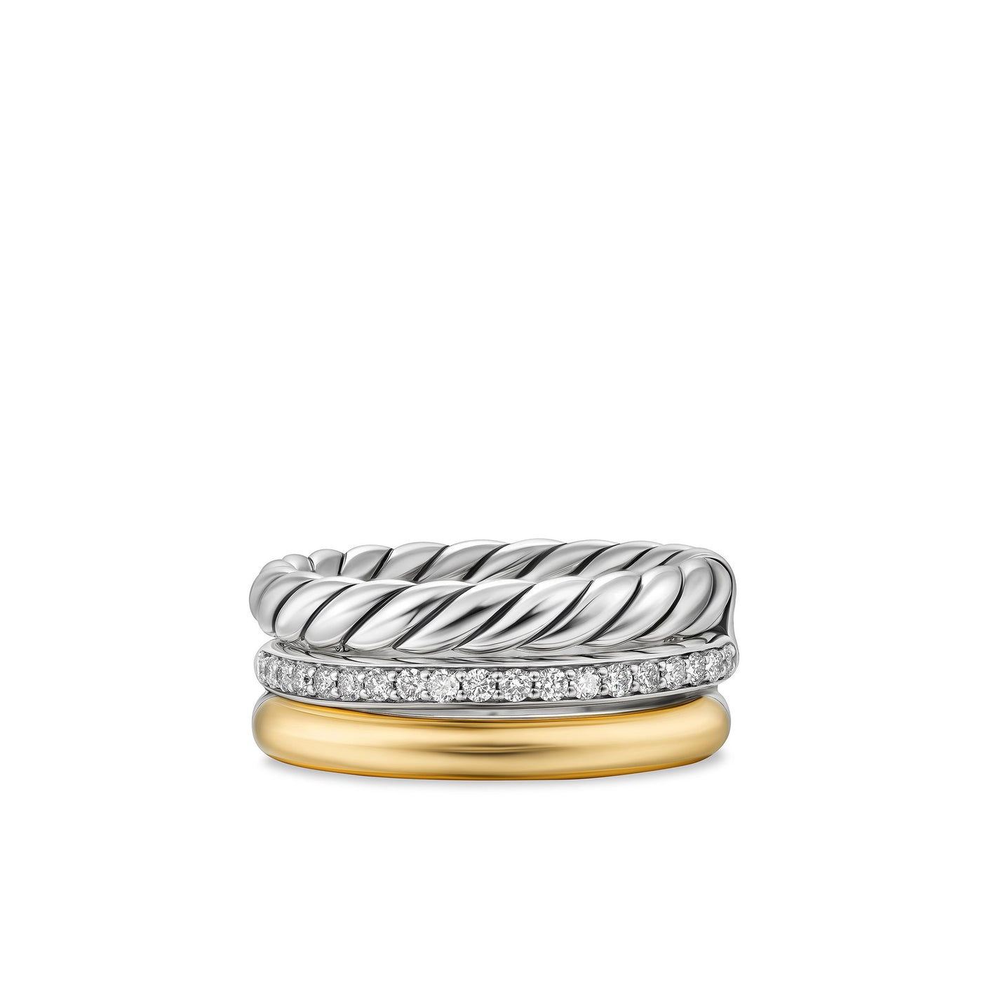 9MM MERCER 3-ROW RING DI SIL/18K