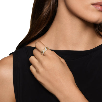 Sculpted Cable Flex Band Ring in 18K Yellow Gold with Diamonds, 7.5mm
