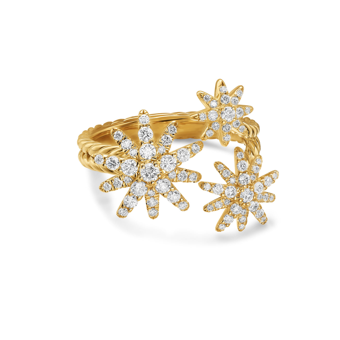 Starburst Multi Star Ring in 18K Yellow Gold with Diamonds, 17.7mm