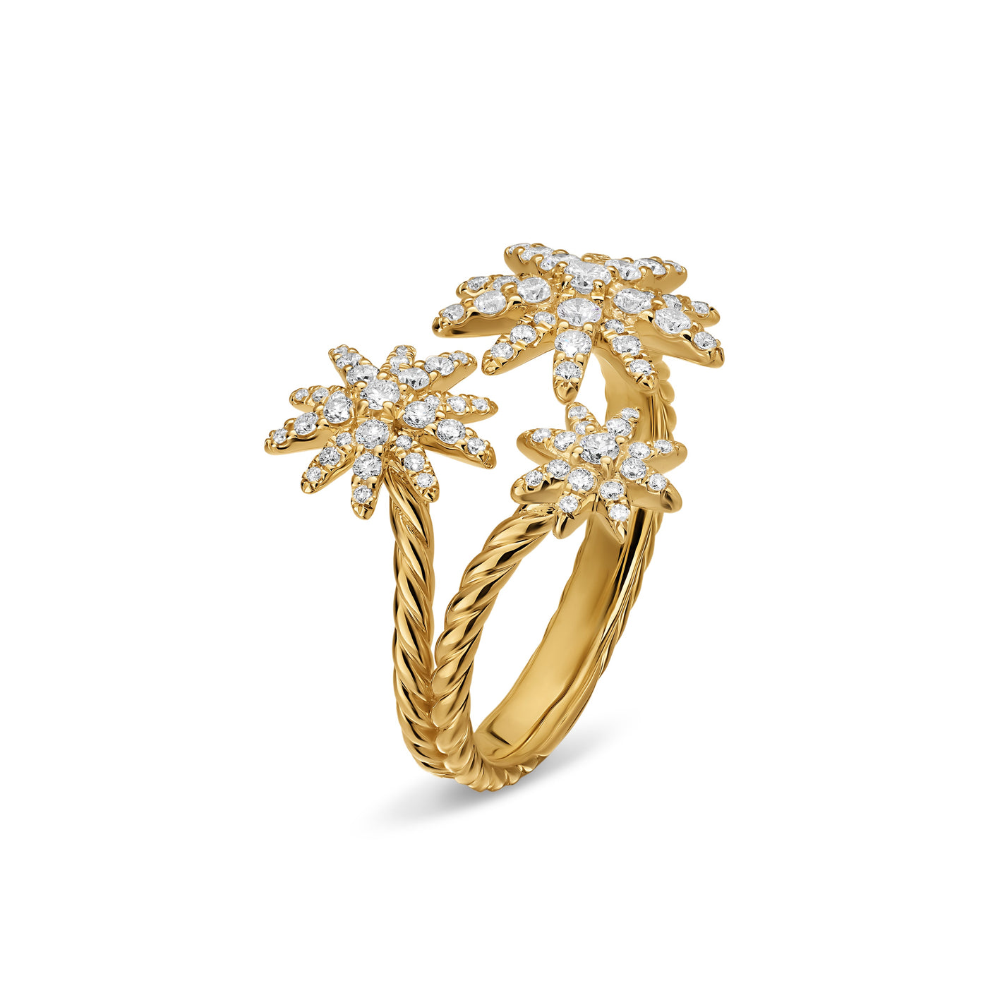 Starburst Multi Star Ring in 18K Yellow Gold with Diamonds, 17.7mm