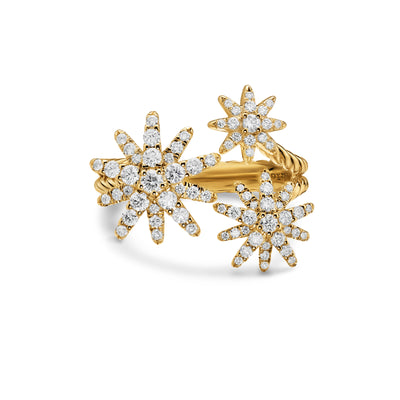 Starburst Multi Star Ring in 18K Yellow Gold with Diamonds, 17.7mm