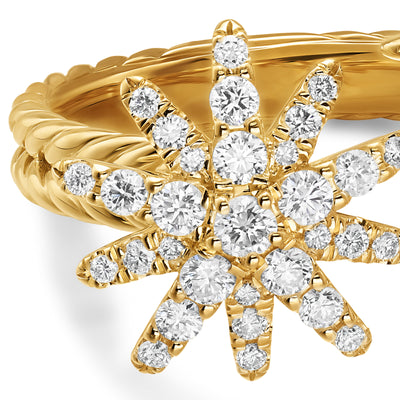 Starburst Multi Star Ring in 18K Yellow Gold with Diamonds, 17.7mm
