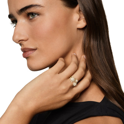 Starburst Multi Star Ring in 18K Yellow Gold with Diamonds, 17.7mm