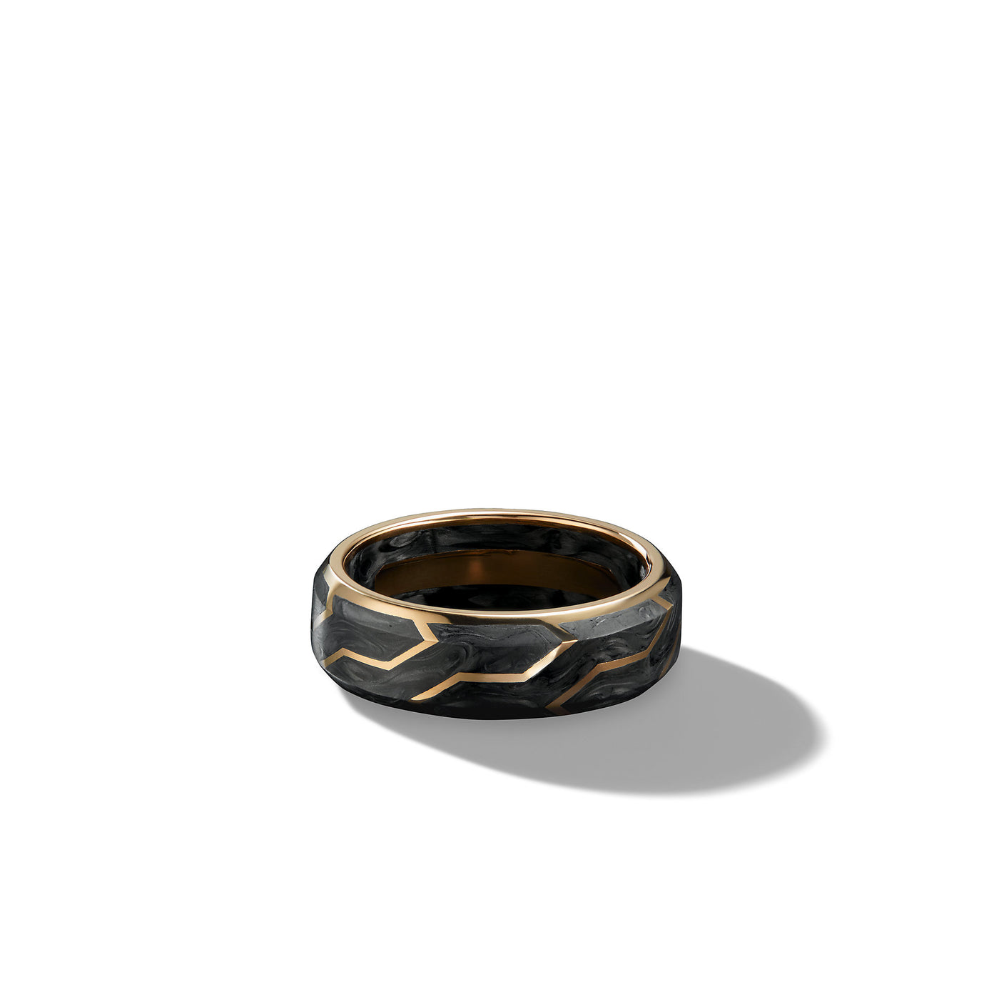 Forged Carbon Band Ring in 18K Yellow Gold\, 8.5mm