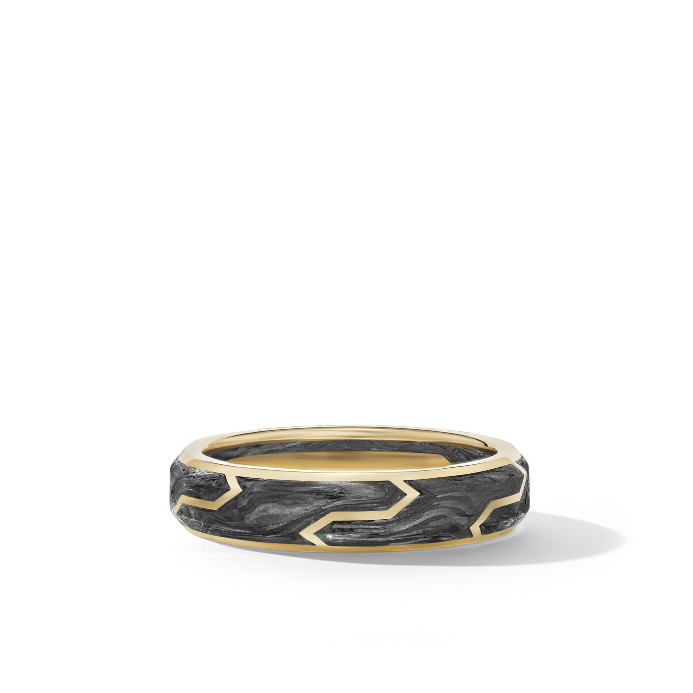Forged Carbon Band Ring in 18K Yellow Gold\, 6mm