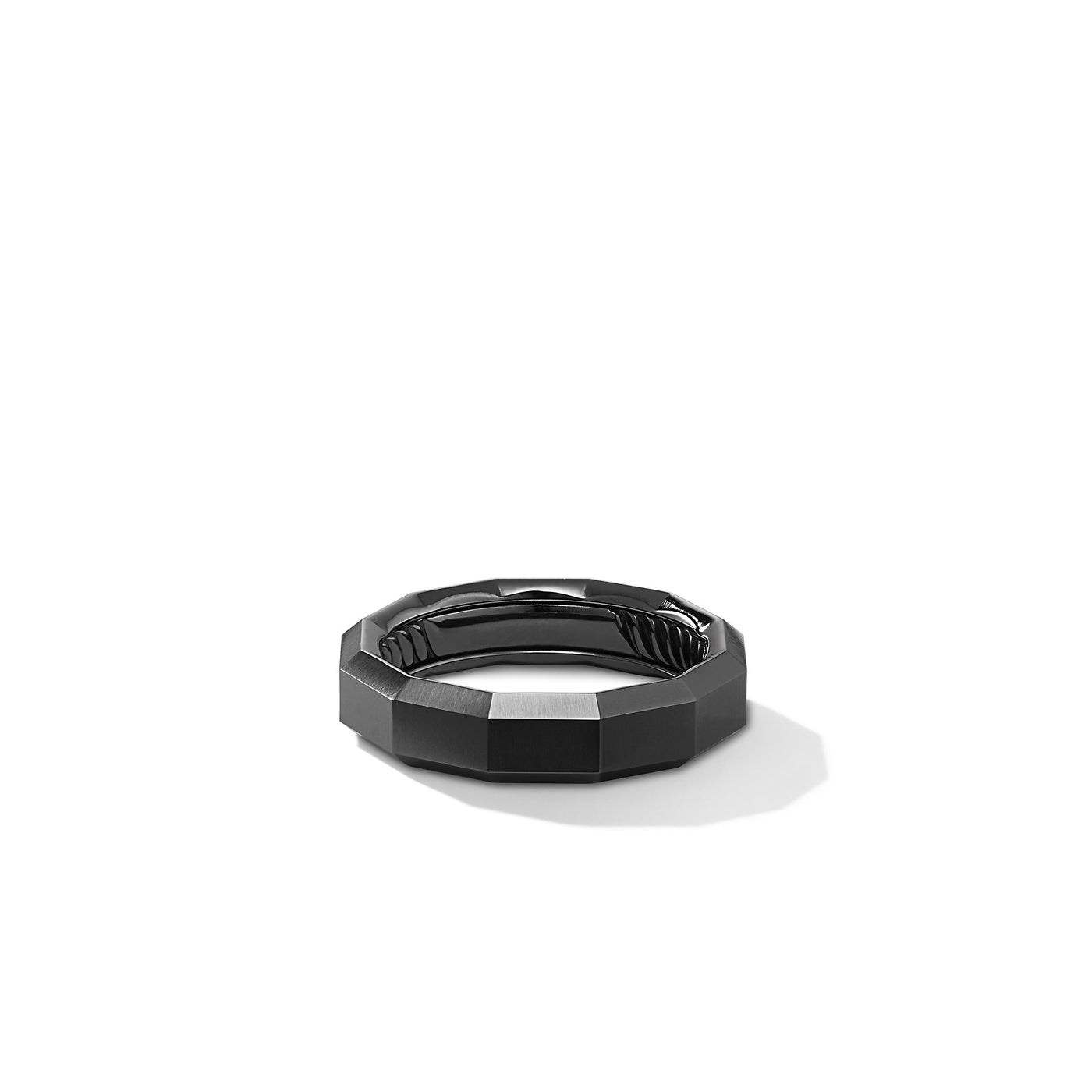Faceted Band Ring in Black Titanium\, 6mm
