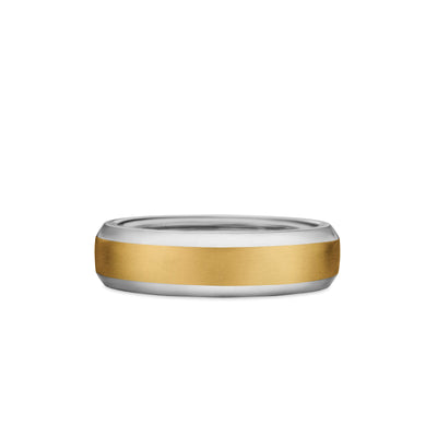 Beveled Band Ring in 18K White and Yellow Gold, 6mm