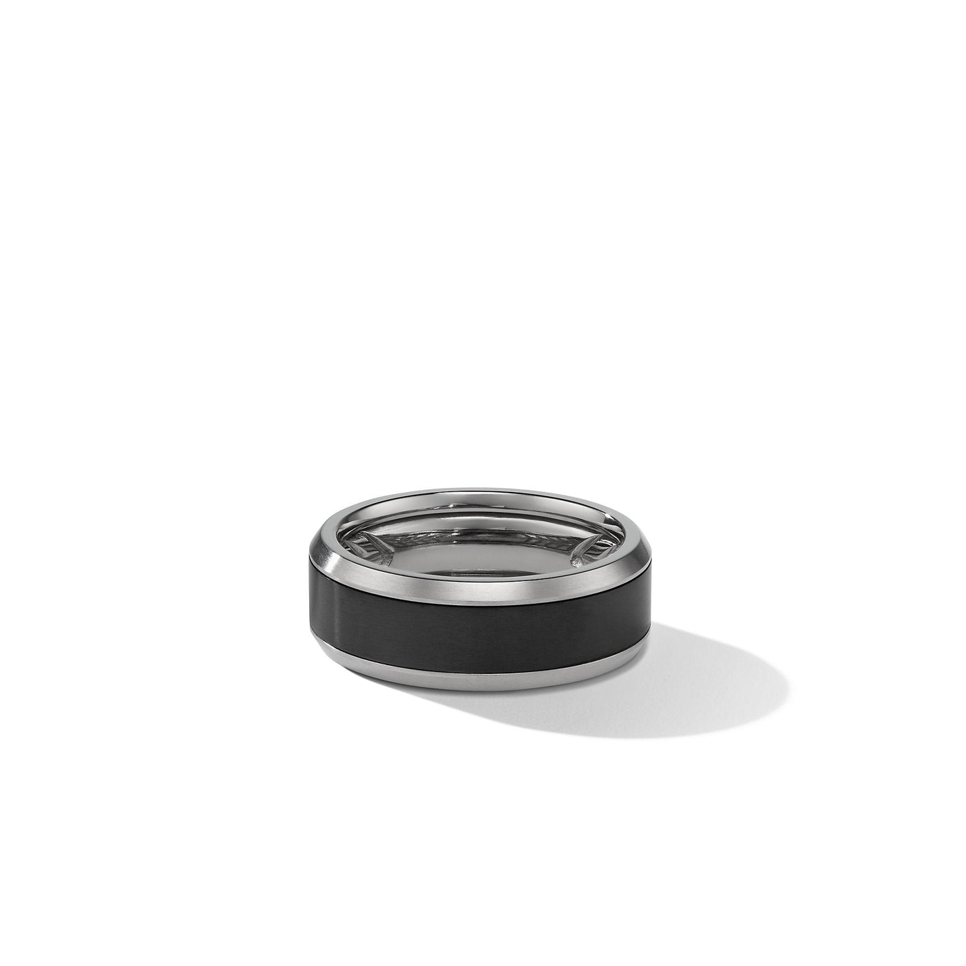 Beveled Band Ring in Grey Titanium with Black Titanium\, 8.5mm