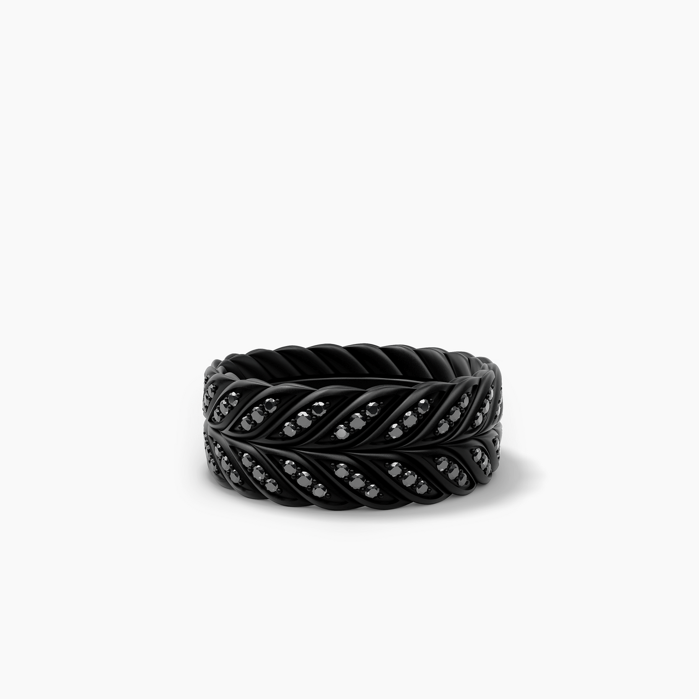 9MM CHEVRON PAVE BAND RING DI BLK TITAN