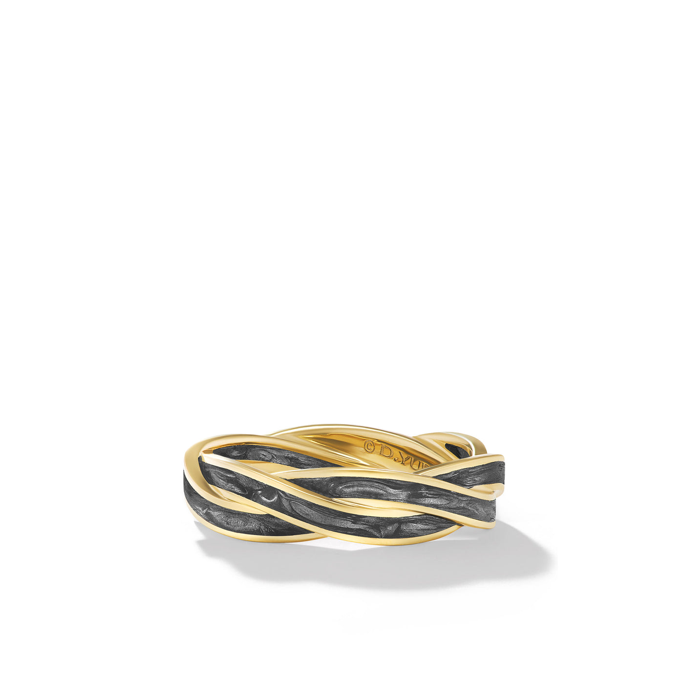 DY Helios™ Band Ring in 18K Yellow Gold with Forged Carbon\, 6mm
