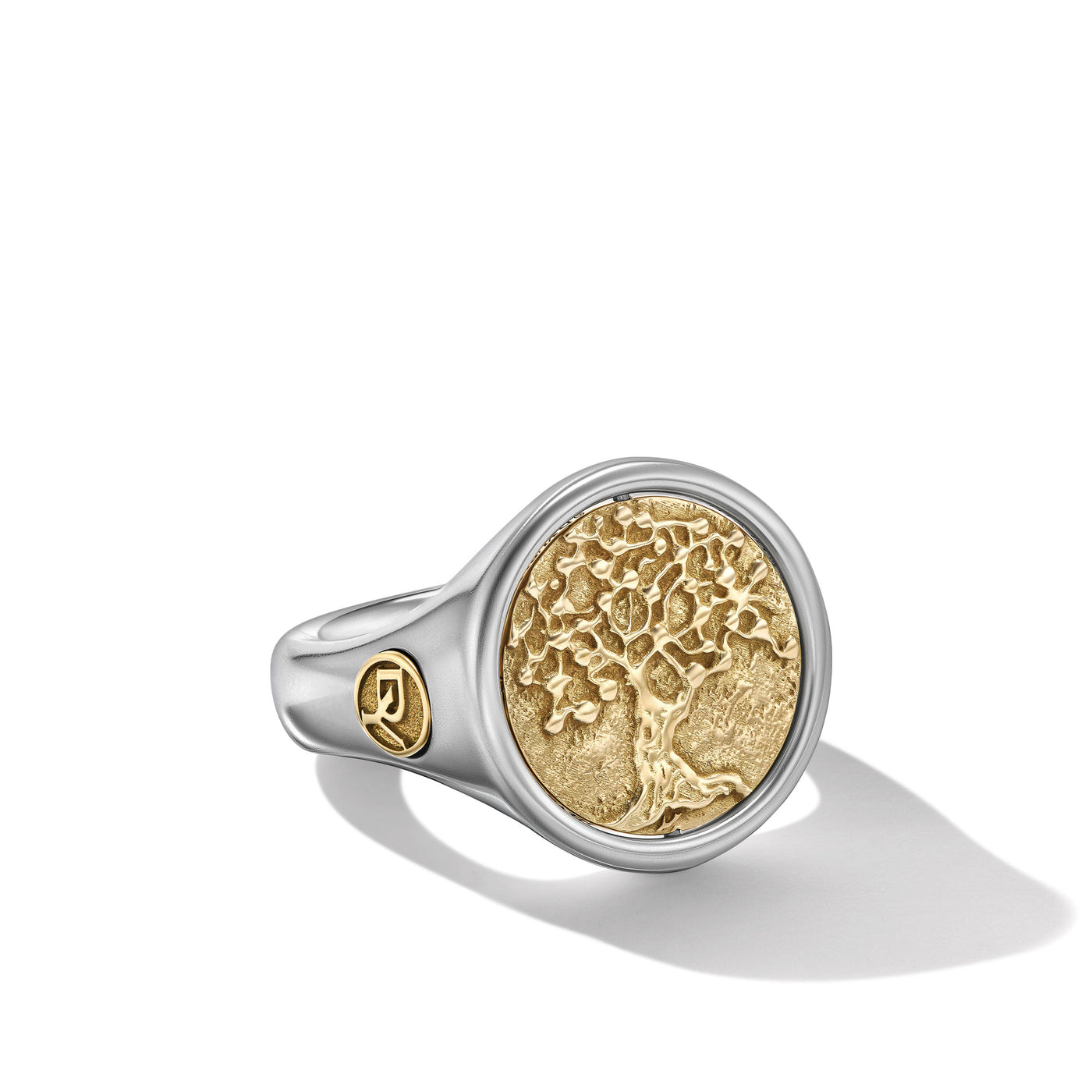 Life and Death Duality Signet Ring in Sterling Silver with 18K Yellow Gold\, 20mm