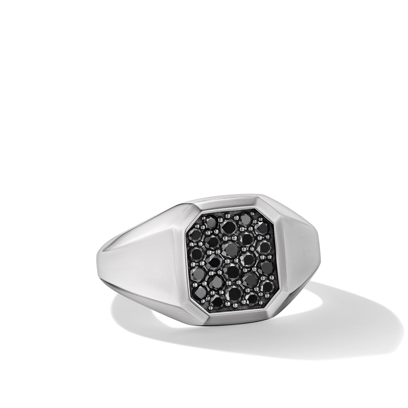 Streamline® Signet Ring in Sterling Silver with Black Diamonds\, 14mm