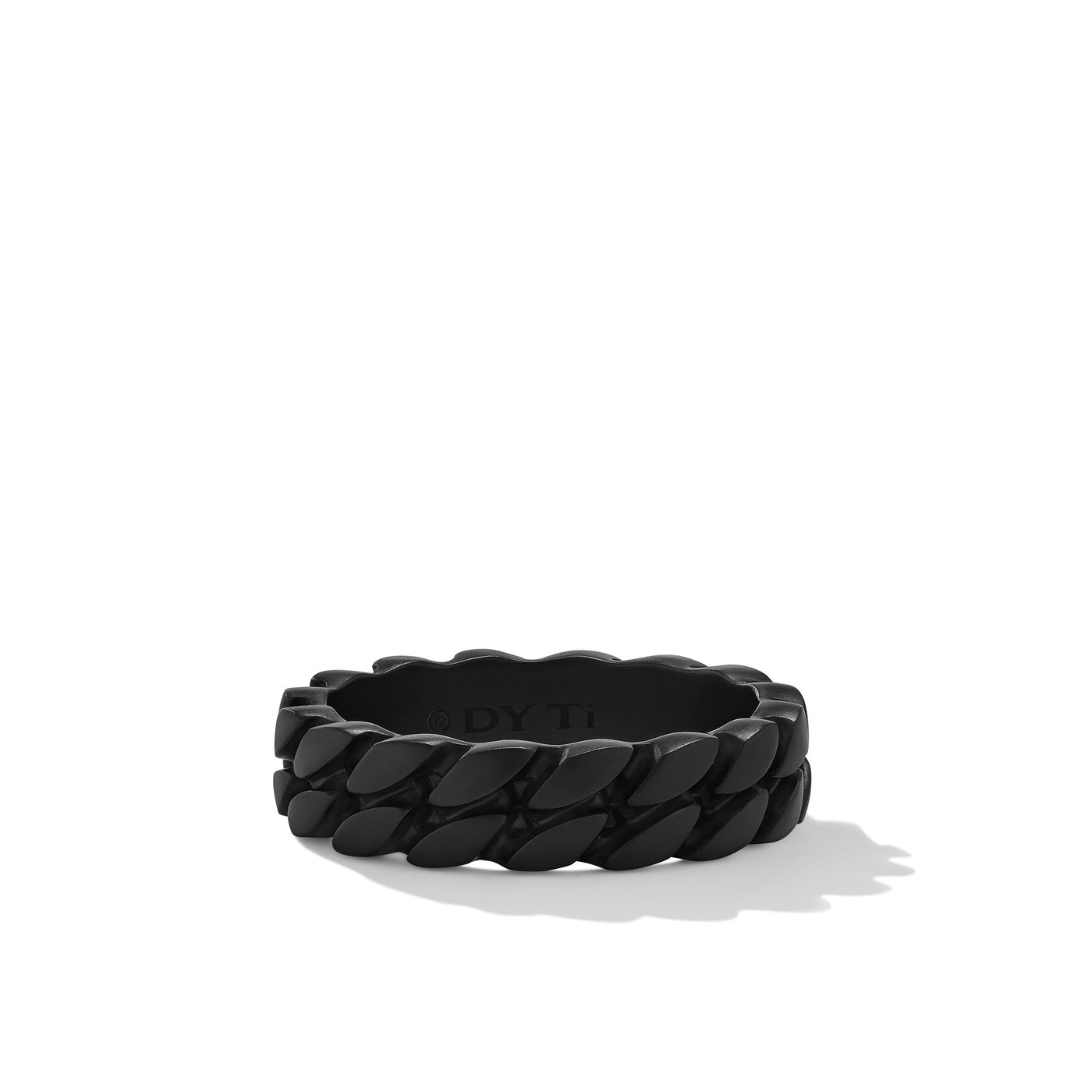 Curb Chain Band Ring in Black Titanium\, 6mm