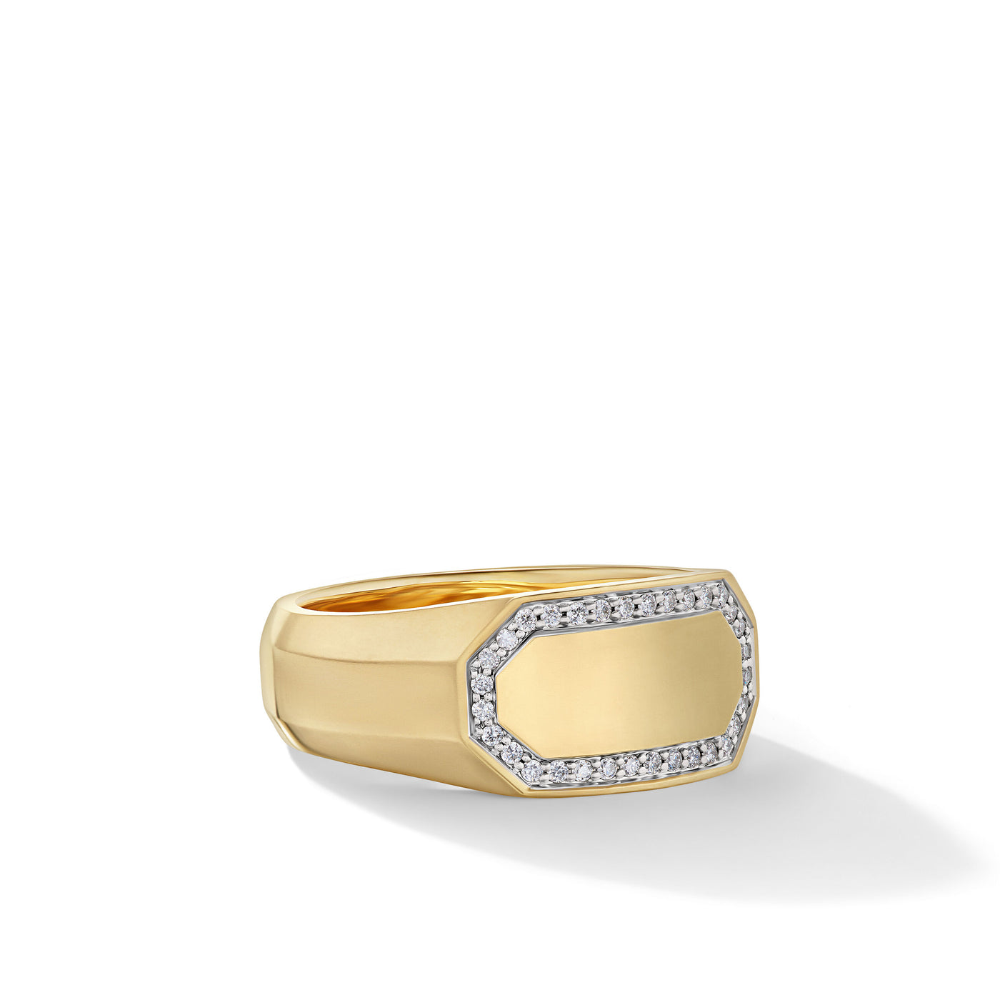 Streamline® Cigar Band Ring in 18K Yellow Gold with Diamonds\, 10.5mm