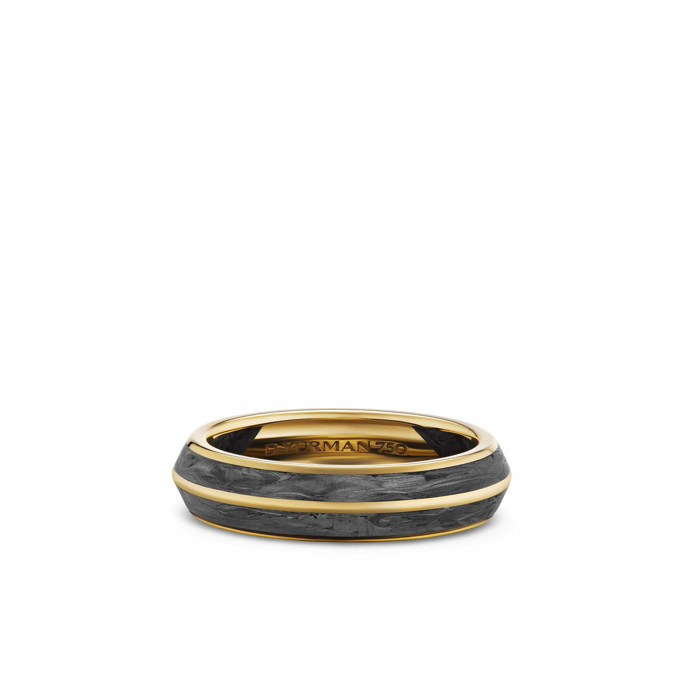 Knife Edge Band Ring in 18K Yellow Gold with Forged Carbon, 6mm
